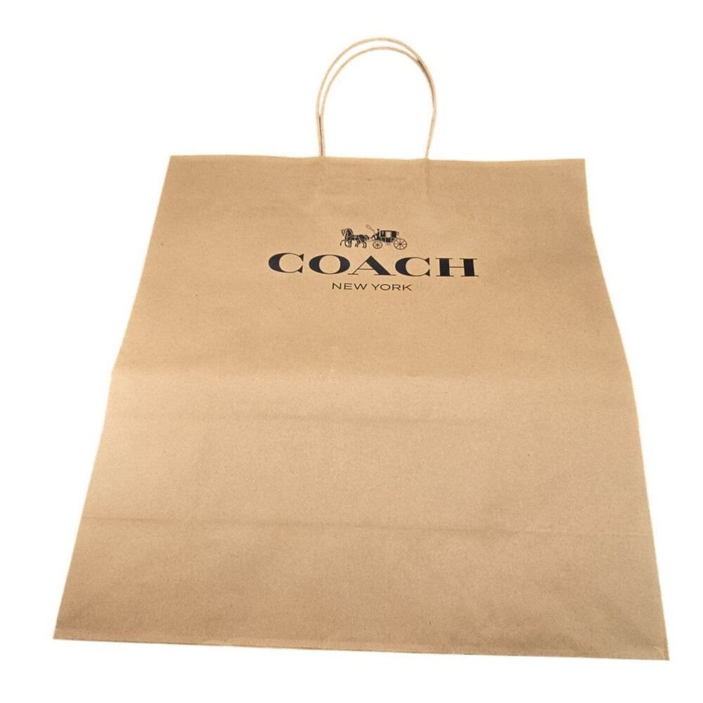 Coach New York Large Brown Paper Shopping Bag With Twisted Handles vr1034